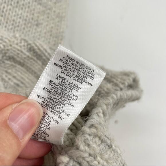 Michael Kors Grey Cable Knit Womens Short Sleeve Sweater Cardigan L Academia - Picture 7 of 8